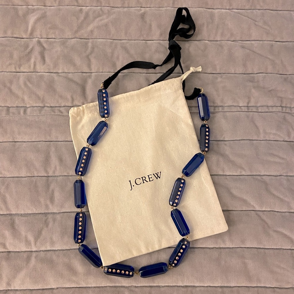 JCrew navy jewel ribbon necklace